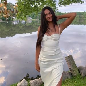 House of CB Flora Satin Ivory Corset Dress, Size Small but would fit a S/M